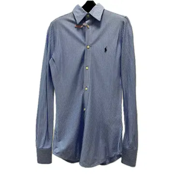 폴로 랄프 로렌 긴팔 셔츠 파랑과 하양 스트라이프