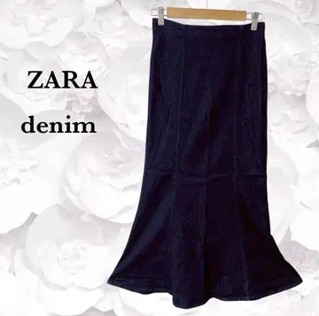 자라 [ ZARA ] 데님 스커트 롱 [ M ] 네이비 머메이드 무지