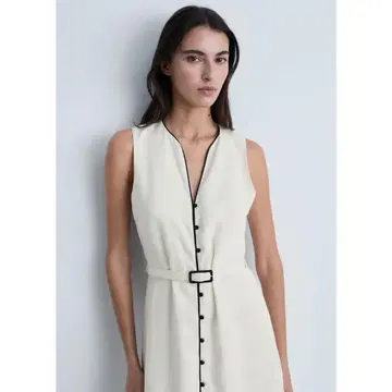 MANGO 린넨 롱 원피스 화이트