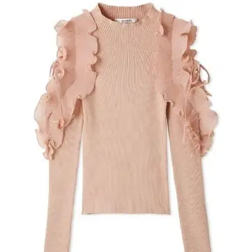 SNIDEL 플리츠 프릴 도킹 니트 풀오버 PBEG