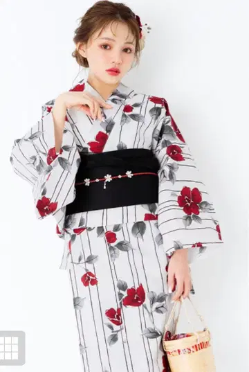 꽃무늬 유카타 오비 세트