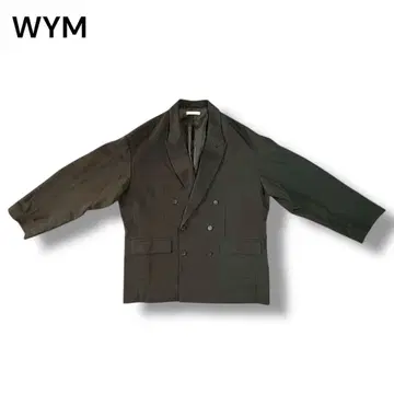 WYM 블랙 더블 브레스트 테일러드 자켓 깔끔한 포멀 루즈핏