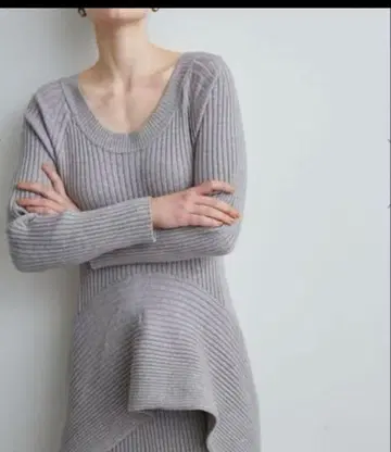 스타일링 리브 긴팔 니트 원피스