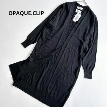 새상품 오파크 클립 워셔블 롱 가디건 울 혼방 블랙 M