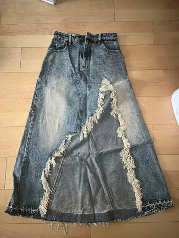 ACLENT 프린지 데님 롱 스커트 S 사이즈