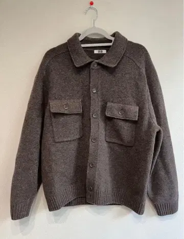 유니클로 라무 니트 자켓 브라운 XL