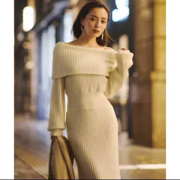 anuans 아뉴앙스 오프숄더 니트 원피스