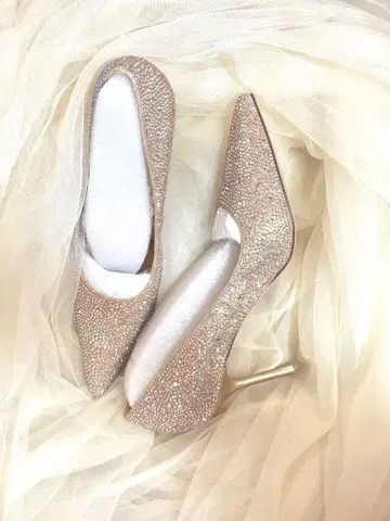 글리터 골드 스틸레토 힐