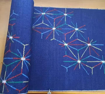 기모노 옷감 미사용품 꽃 모습 불꽃놀이 패턴 네이비