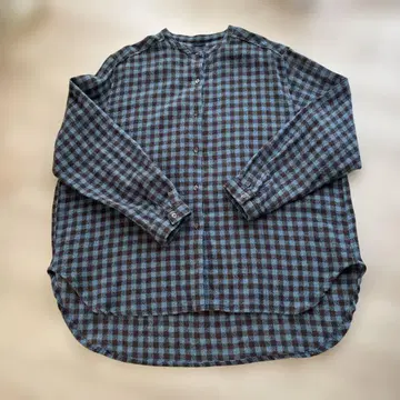 ichi 이치 울 거즈 체크 무늬 긴팔 셔츠 넉넉한 새상품급입니다.