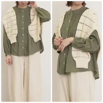 사만사 모스모스 인도 거즈 핀턱 셔츠 블라우스 개더 그린 F