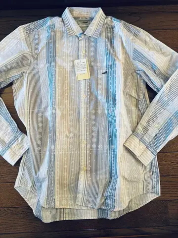 블루 계열 스트라이프 긴팔 셔츠 M 크로커다일