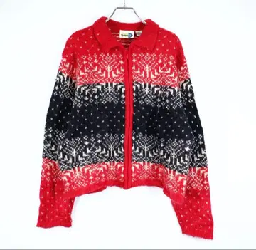 1990s 빈티지 모헤어 니트 스웨터 가디건 구제 의류 집업