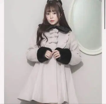 pium 요크 프릴 플레어 리본 도리 코트