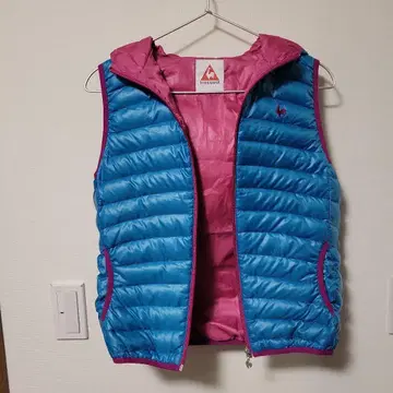 파랑과 핑크 다운 베스트 L 사이즈