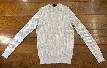 DRAWER 18G 캐시미어 실크 리브 니트 크루넥 라이트 그레이