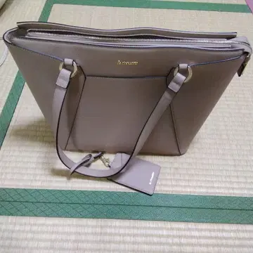 그레이 합성 피혁 토트백 대용량