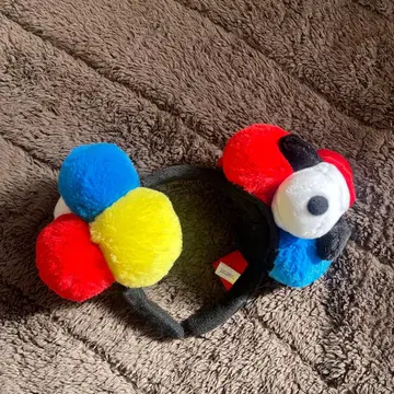 [USJ 공식] 스누피 머리띠 컬러풀 폼폼 유니버셜 귀 포함