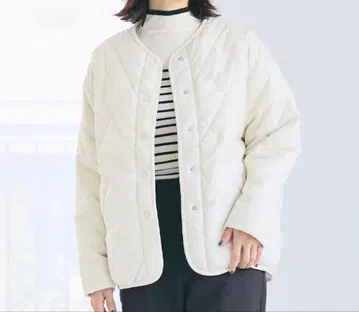 coca 리버서블 퀼팅 블루종 M 아이보리