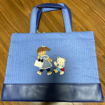 콜라보 백 자수 토트백 파랑