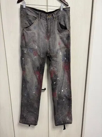 LEFLAH 그레이 페인트 가공 밑단 드로우 스트링