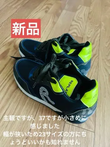 새상품 REPLAY 스니커즈 37 네이비/라임