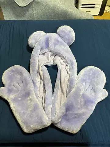 미키 머플러 팬캡 퍼플