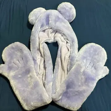 미키 머플러 팬캡 퍼플