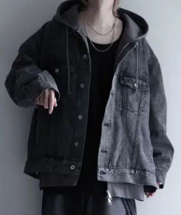 [ LILL ] 와이드 실루엣 빈티지 라이크 데님 자켓 S