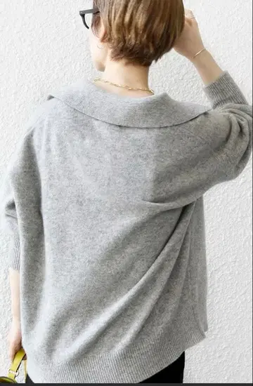 SHIPS any AQUA 캐시미어 믹스 스키퍼 칼라 풀오버