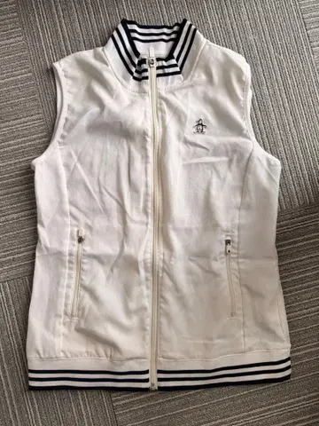 [1회 사용] munsingwear 화이트 스트라이프 베스트 여성용