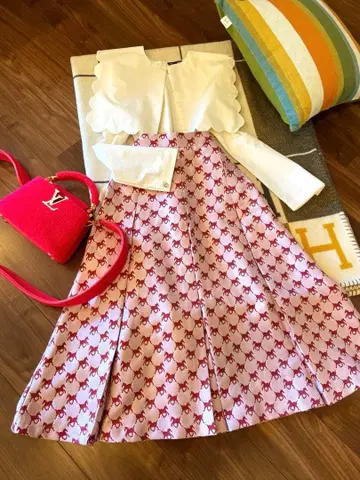 Chesty sister jane 호스 프린트 자수 스커트