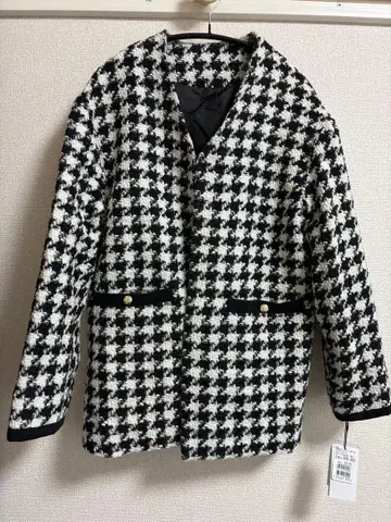 야마다야 Vin 하운드투스 노카라 자켓 코트 트위드 조