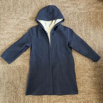 플리스 후드 부착 롱 코트 120 사이즈 네이비