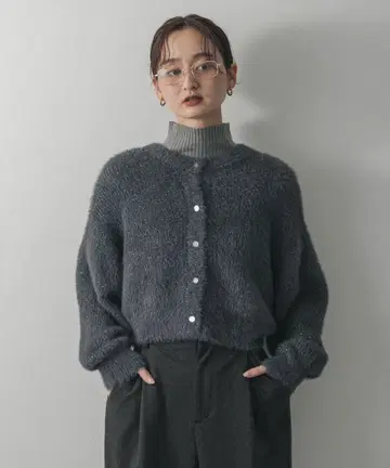 어반 리서치 SENSEOFPLACE 라메 샤기 크롭 가디건