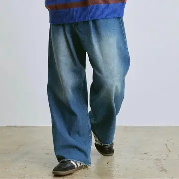 컷오프 와이드 데님 팬츠