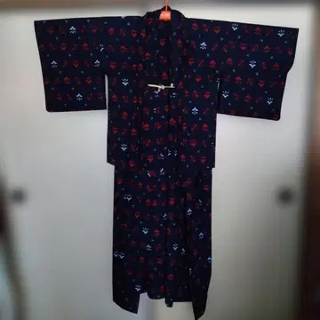 네이비 격자무늬 기모노 겉옷 포함