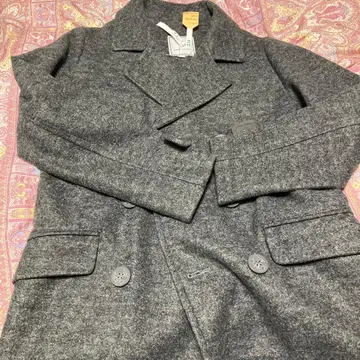 울 그레이 피 코트 더블 버튼