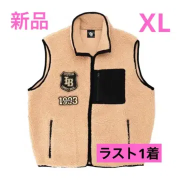 LIBERTY WALK 아우터 베스트 베이지 보아 패치 자수 로고