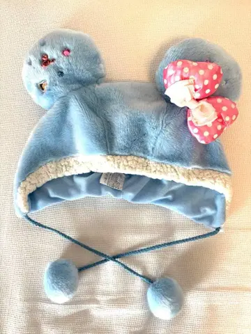 디즈니 미니 팬캡 스카이블루 폼폼