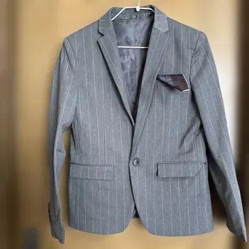 그레이 스트라이프 비즈니스 자켓 베스트 세트