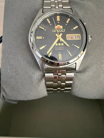 새상품 ORIENT 쓰리스타 자동 손목시계 블랙