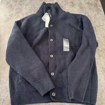 유니클로 수플레얀 스탠드 카라 가디건 L 네이비 택 포함 새상품