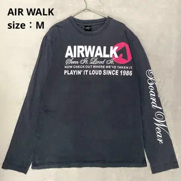 AIRWALK 로고 긴팔 티셔츠 [ M ] 롱티 백 프린트 캐주얼 블랙