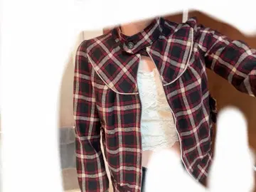 체크 무늬 집업 자켓 M 사이즈