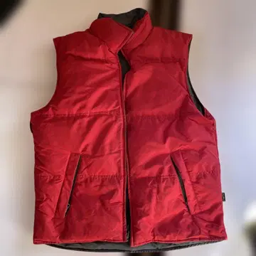 빨간색 다운 베스트 2 포켓 리버서블
