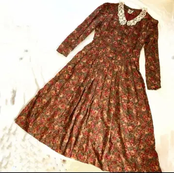 로라 애슐리 레이스 옷깃 원피스 꽃무늬 긴팔 클래시컬