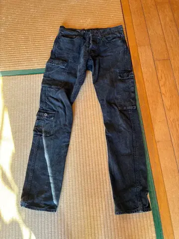 존블루 블랙 카고 데님