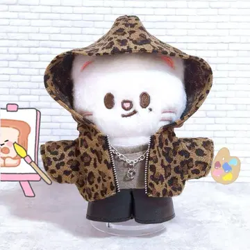 표범 무늬 후드티 세트 10cm 봉제 인형 의류