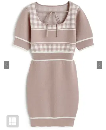 미착용 새상품 GRL 그레일 깅엄 체크 패턴 배색 라인 니트 미니 원피스